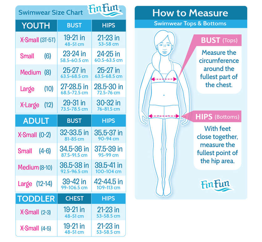 Dolphin Bathing Suit Size Chart